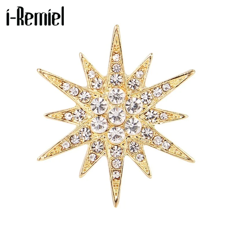 

Hight Quality Vintage Luxury Rhinestone Starburst Star Brooches & Pins Shiny Crystal Victorian Lapel Pin Women Bouquet Jewelry