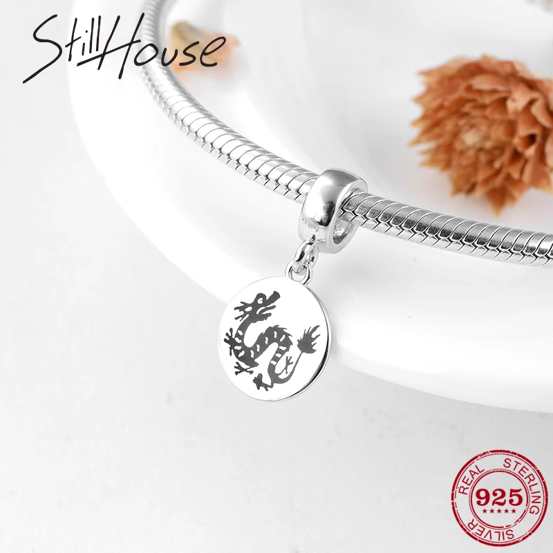 Мода 925 Серебро 12 зодиака Святого дракона Сделай Сам круглые Изящные Подвески
