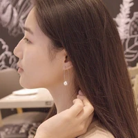 korean fashion temperament simple personality shell beads earring long earrings clip earring v shaped earrings ear jewelry women