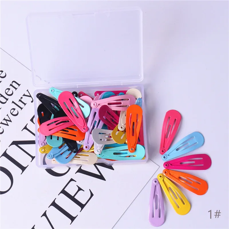 

50Pcs/Pack Mini Candy Color Hair Clip for Girls Drop Water Metal Snaps BB Hairpins Kids Barrettes Korean Hair Accessories