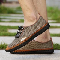 summer slip on breathable air mesh men shoes casual mens slip ons outdoor soft 2021 new comfortable hand stitched shoes