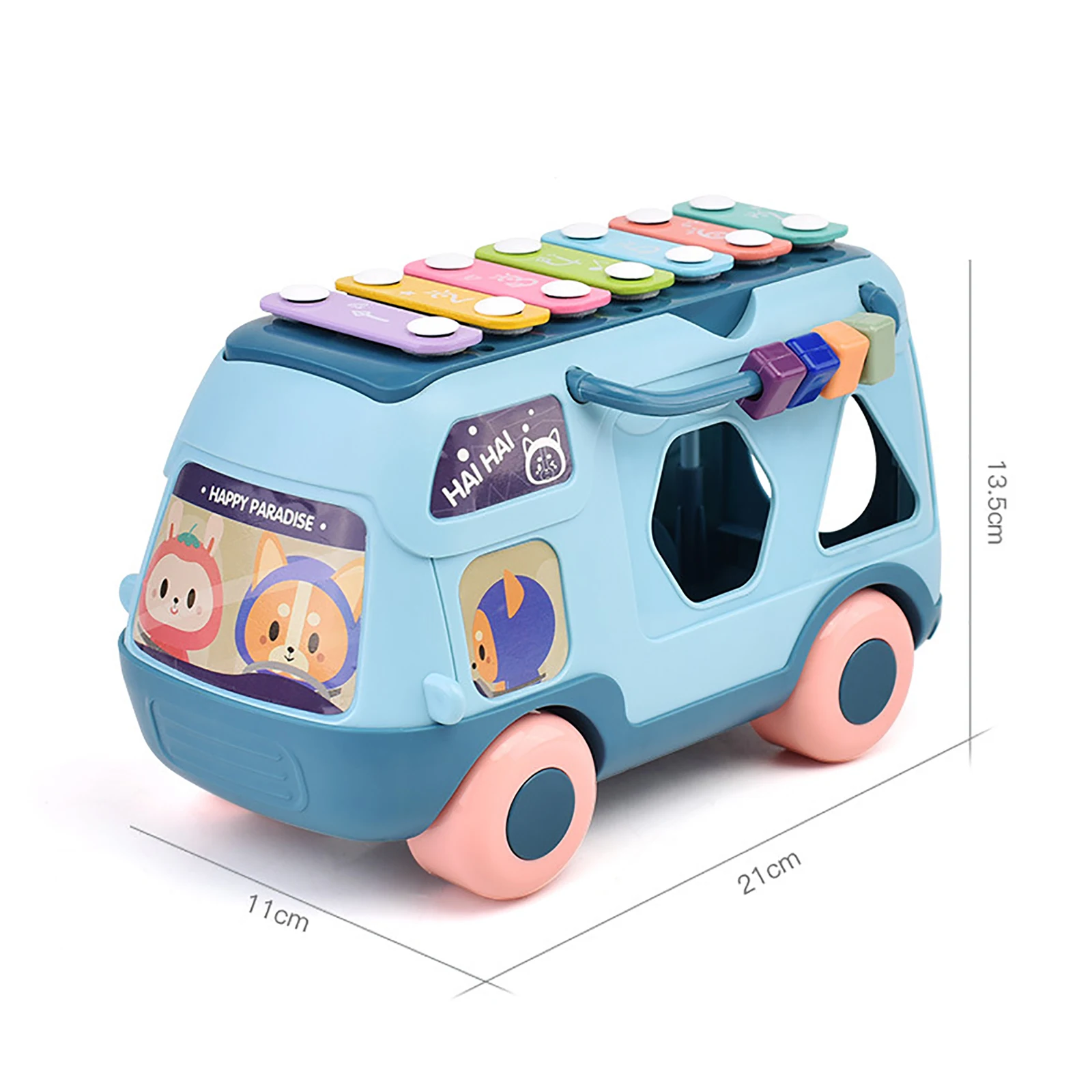 

Puzzle Musical Instrument Baby Toys Knock Piano Xylophone Educational Kids 5-In-1 Bus Plastic Blocks Round Beads Boys Girls Gift