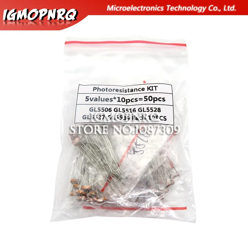 

50pcs(5value*10pcs) LDR Photoresistor diy kit for GL5506 GL5516 GL5528 GL5537 GL5539