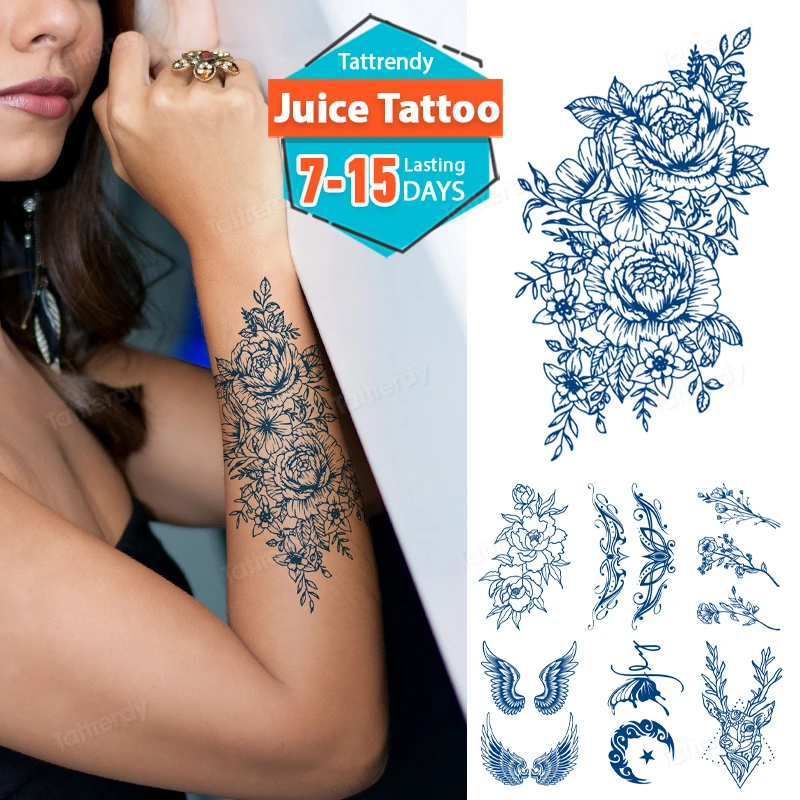 

Ненастоящая тату-наклейка для женщин, девушек, боди-арт, живопись, сок, чернила, Натуральный Фруктовый гель, тату, ненастоящая водонепроница...