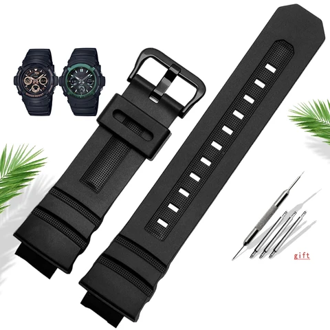 Pour Casio G-Shock AW-591 / 590/5230/282B AWG-M100 / M101 G-7700/7710 Bracelet Bracelet Caoutchouc accessoires
