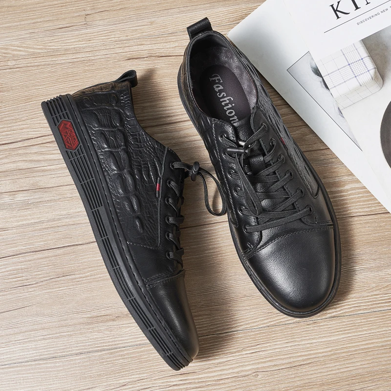 Кроссовки мужские из натуральной кожи на шнуровке Повседневная Удобная Уличная