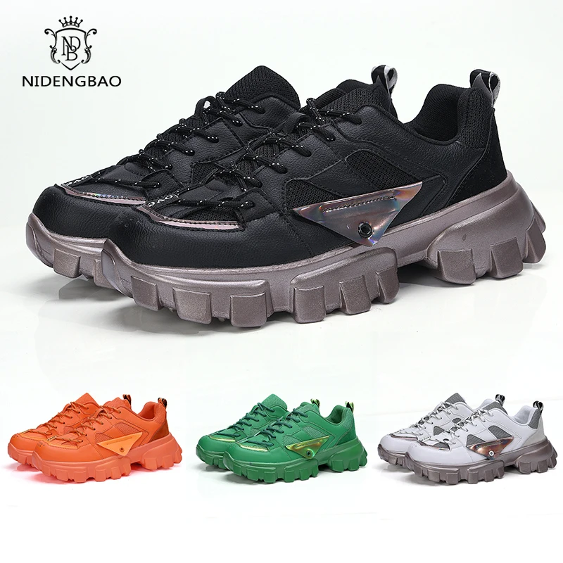 

Ins Fashion Platform Clunky Sneakers for Men 4 Solid Colors Street Casual Shoes Male Height Increased and Look Thin Dad Shoes