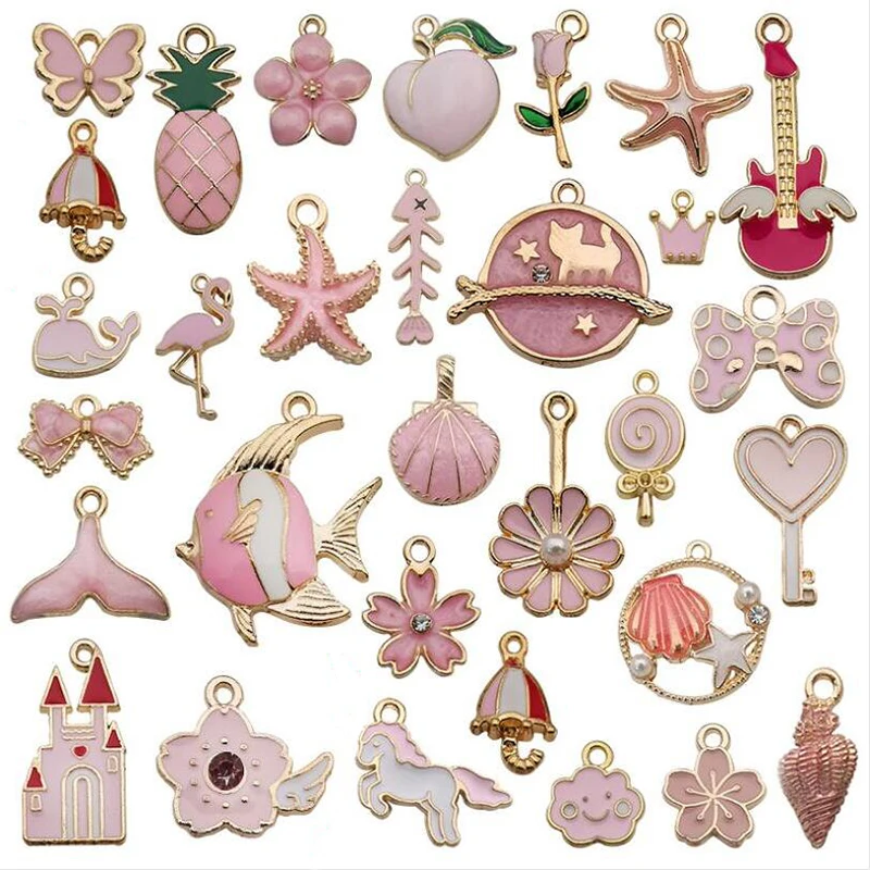 

31pcs/set Mix Enamel Pendants Charms Mixed Alloy Metal Drop Oil Charms Pendant For DIY Bracelet Necklace Jewelry Making