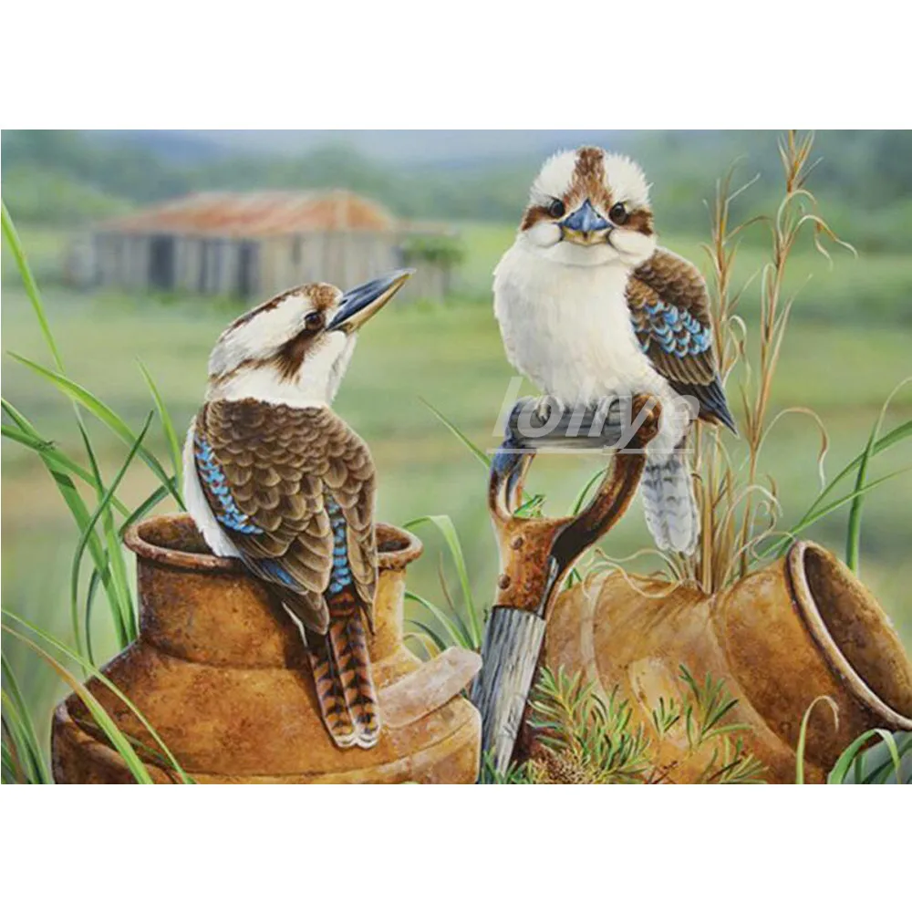 

Алмазная живопись 5D "сделай сам", квадратная/круглая, узор Kookaburra, 3D вышивка крестиком, мозаика, стразы птичка для домашнего декора DF323