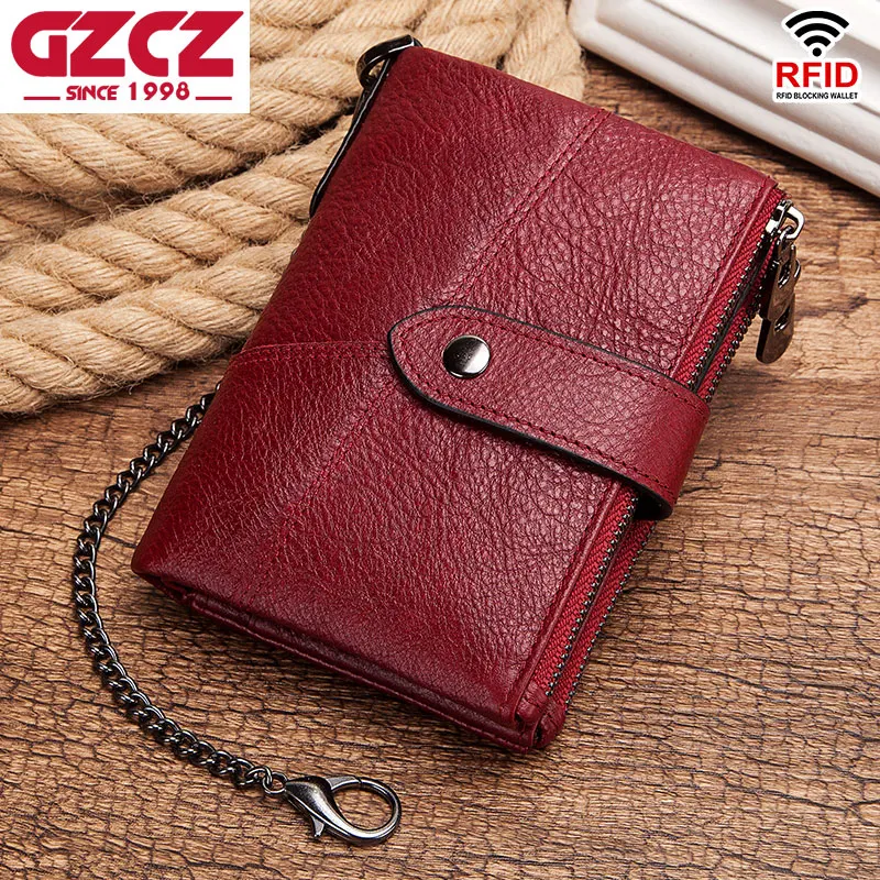 Кошелек GZCZ из натуральной кожи Женский кошелек бумажники-портфели с цепочкой