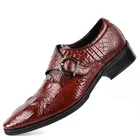 2019 новые крокодиловые кожаные туфли большого размера для мужчин с пряжкой из крокодиловой кожи EU38-48