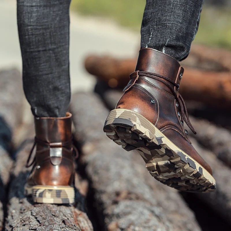 

Winter Snow Boots Men plush warm Fashion Fur Boots Man Plush Shoes outdoor Casual outdoor Lace-up Botas Brand Men's Boots o5