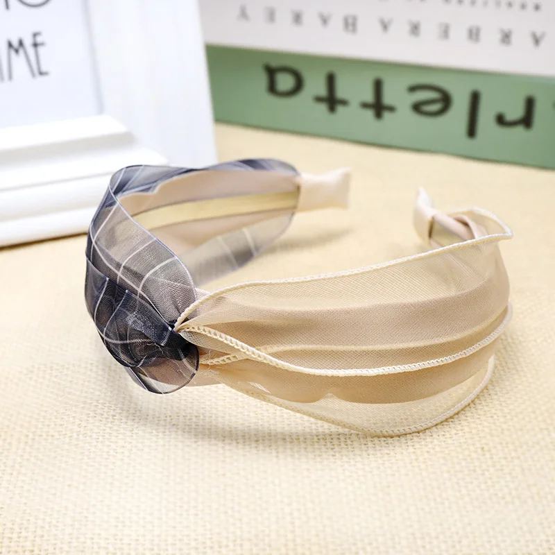 

Korean Creative Hair Accessories Lattice Mesh Color Matching Headband Lady Sweet Hair Accessories Factory Direct Sales