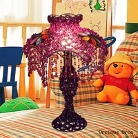 mediterranean idyllic purple bead table lamp girl bedroom princess room lamp exotic color hand woven table lamp