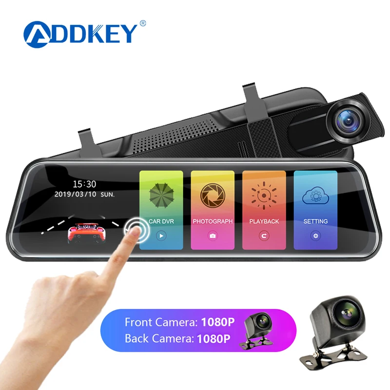 Автомобильный видеорегистратор ADDKEY, зеркало заднего вида, видеорегистратор era avtoregistrator 10 ips, сенсорный экран, Full HD 1080 P, Автомобильный видеорегистратор, видеорегистратор