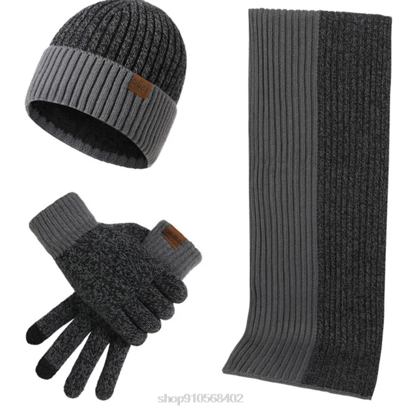 

3 Pcs/set Double-sided Color Matching Scarf Autumn Winter Fashion Men Women Simple Thickening Hat Gloves Set N11 20 Dropshipping