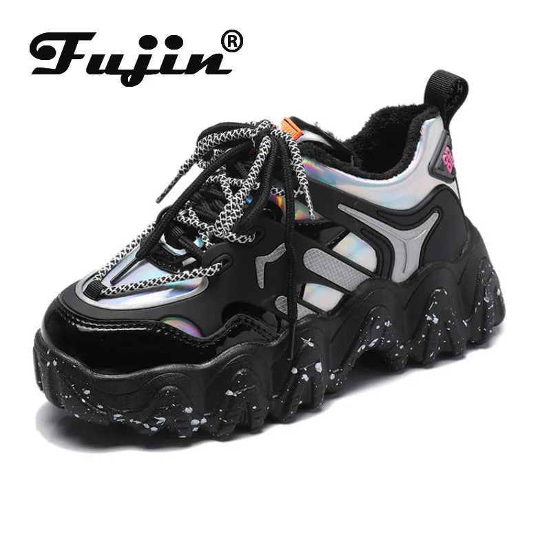 Женские кроссовки на толстой подошве Fujin повседневные парусиновые с