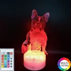 Ночсветильник для домашних животных, собак, Детские светодиодсветодиодный 3D лампы, прикроватный Французский бульдог, щенок, светильник с сенсорным выключателем, милый подарок для друзей, управление через приложение