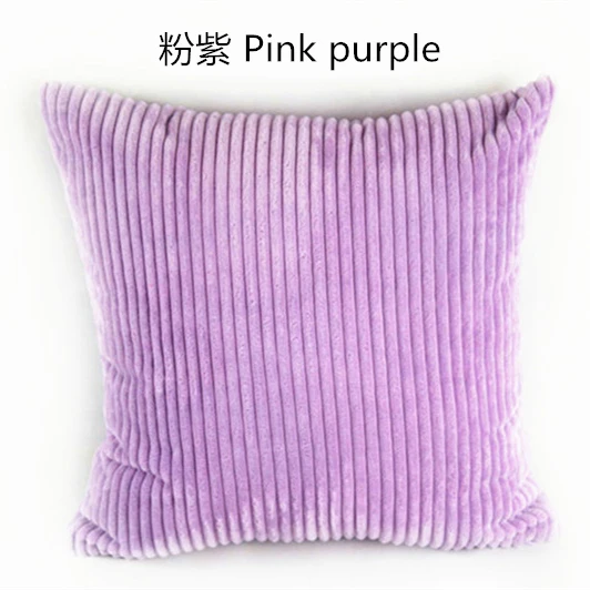 Stripe Pink purple Полоса мягкого вельвета на плюшевой подкладке; одноцветные Цвет подушка покрытие домашний декор диван кровать диванные подушки, Наволочки на заказ 40*40/45/50/55/60/65 см - Цвет: Stripe Pink purple