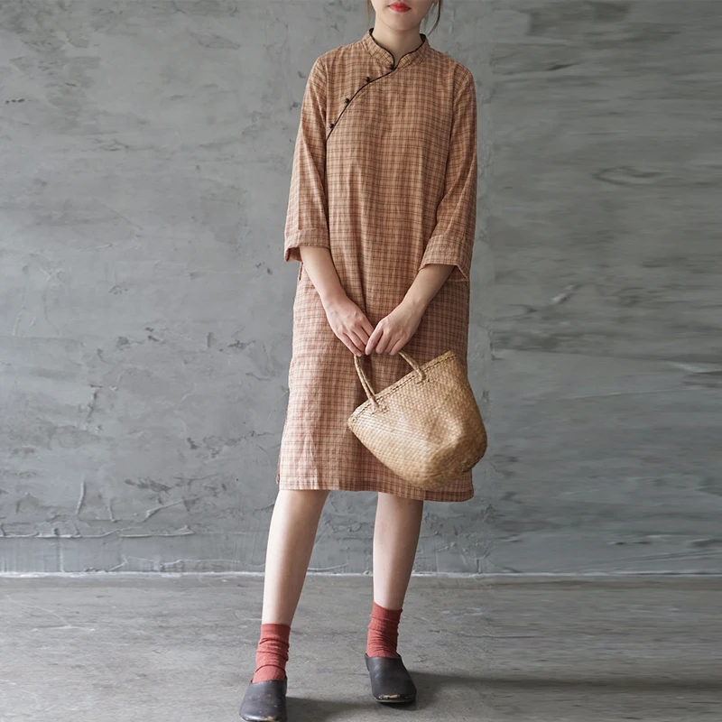 Новое платье Чонсам для отдыха в стиле ретро с пряжкой и сезон осень 2019 года