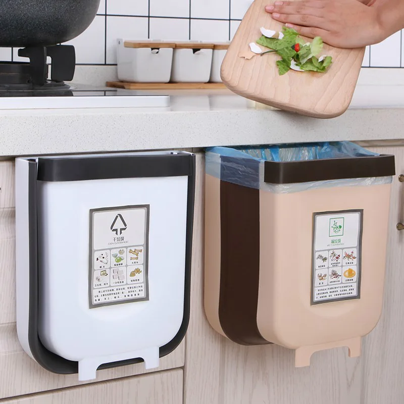 Складная настенная мусорная корзина кухонный шкаф дверь шкафа подвесная для