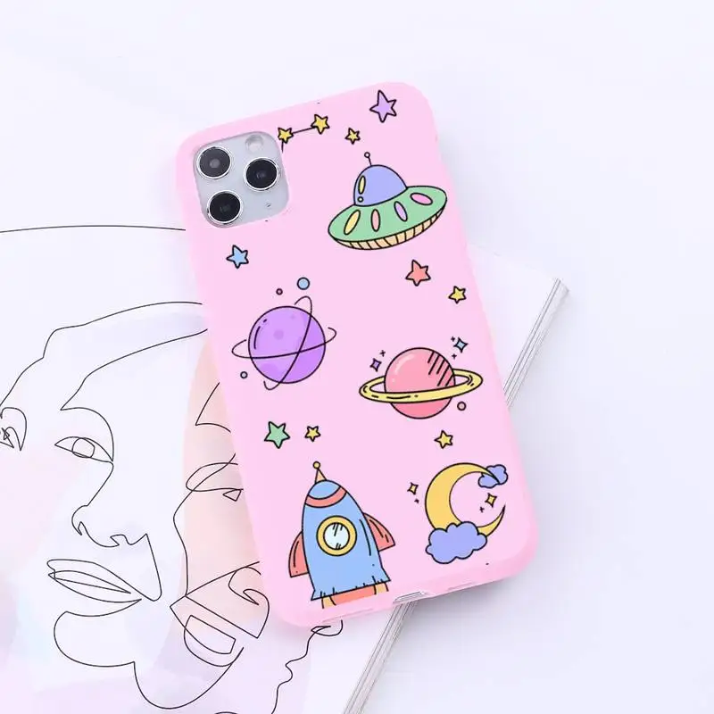 

astronaut starry universe Creative Phone Case Candy Color for iPhone 6 7 8 11 12 s mini pro X XS XR MAX Plus luxury shell cover