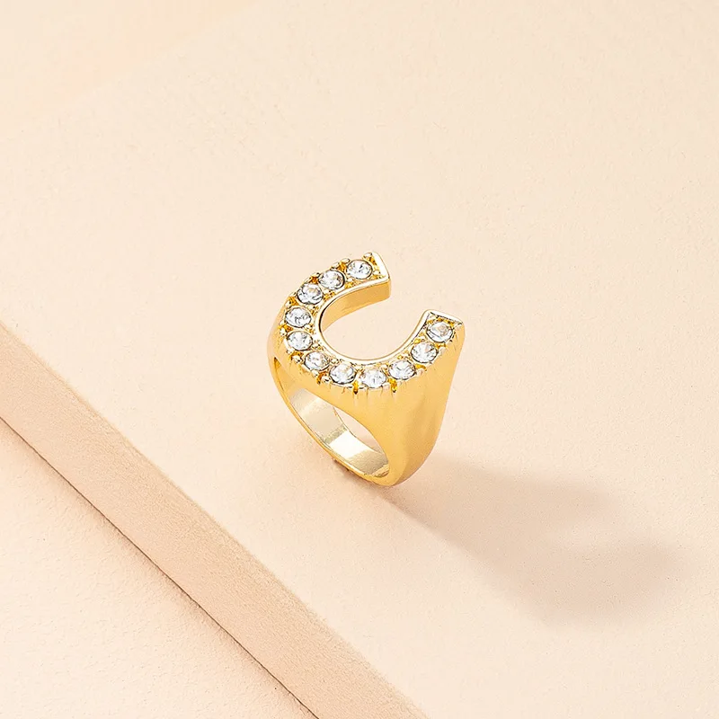 Модные минималистичные золотые подковы в форме букв О-образного алфавита