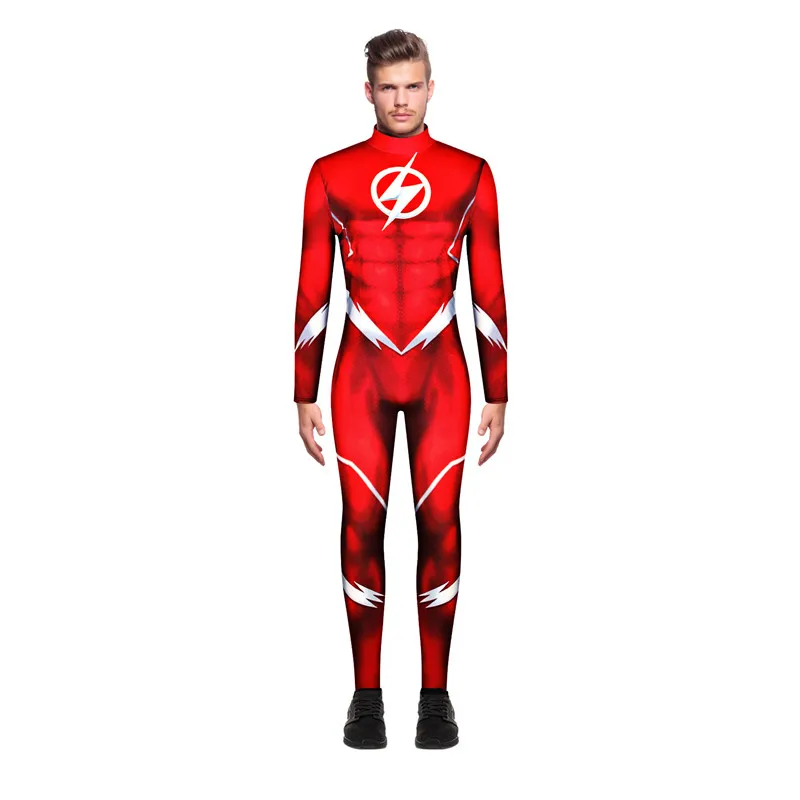 Вспышка костюм флэш памяти человек Super hero карнавальный 3D из спандекса с рисунком