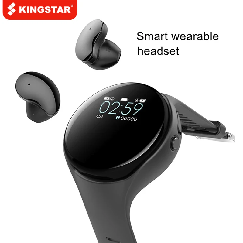 Беспроводные наушники KINGSTAR 2 в 1 умные часы TWS Bluetooth-гарнитура трекер сердечного