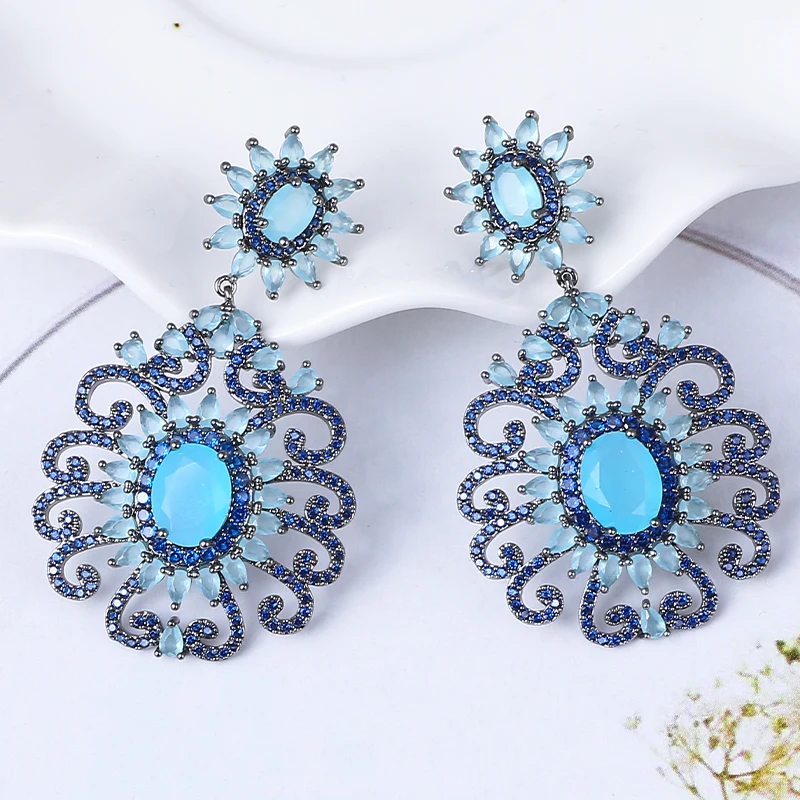 

XIUMEIYIZU Luxury Cubic Zirconia Women Earrings Posimi Style Design for Wedding Jewelry Rhodium Plating Fashion Party Earring