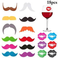18 pcsset wine glass charm creative moustache lip shaped drink tag decoration birthday party wine glass marker identifier label