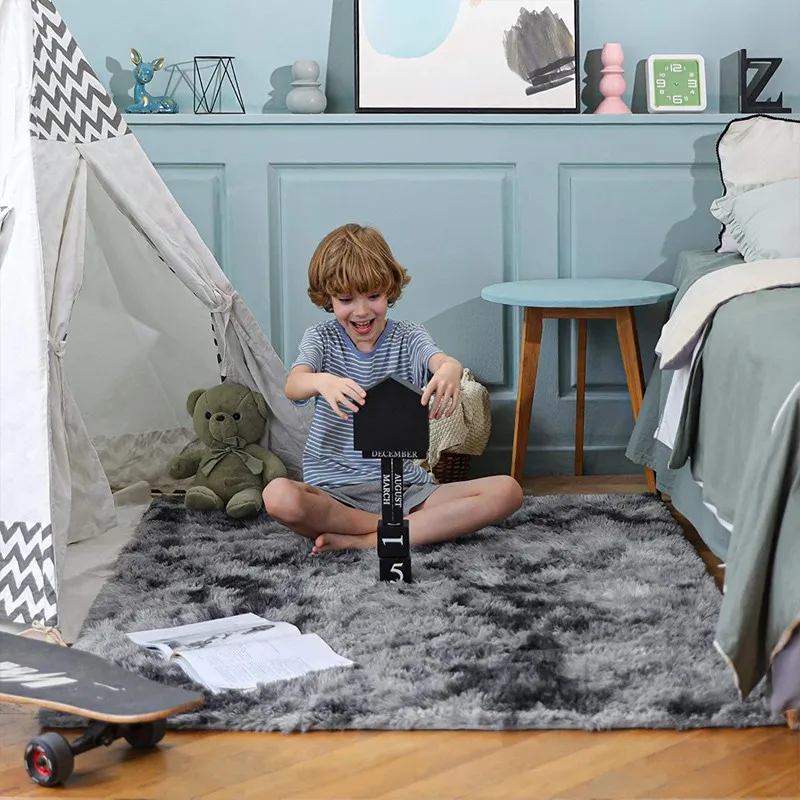 Серый ковер окрашенные плюшевые мягкие коврики для гостиной спальни