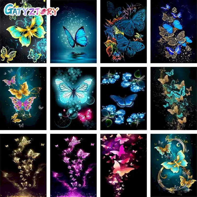 

GATYZTORY Paint By Numbers For Adults Butterfly Picture On Canvas Animal Coloring By Numbers Acrylic paints Home Decor 60x75cm