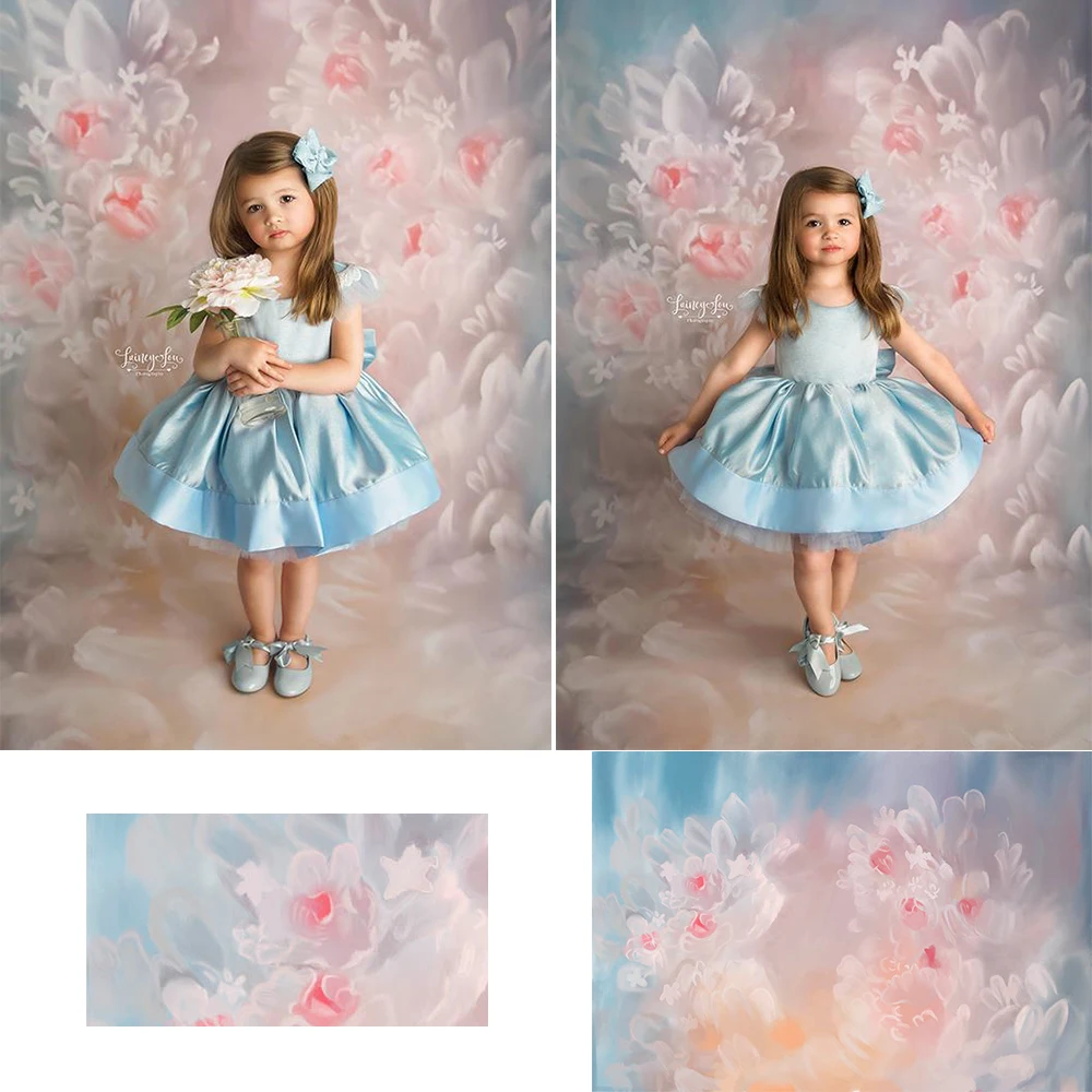 Фон для фотосъемки новорожденных девочек с изображением розовых и Желтых Цветов