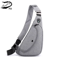 fengdong small anti theft chest bag fashion crossbody bags for men mini travel sport bag with earphone jack fathers day gifts