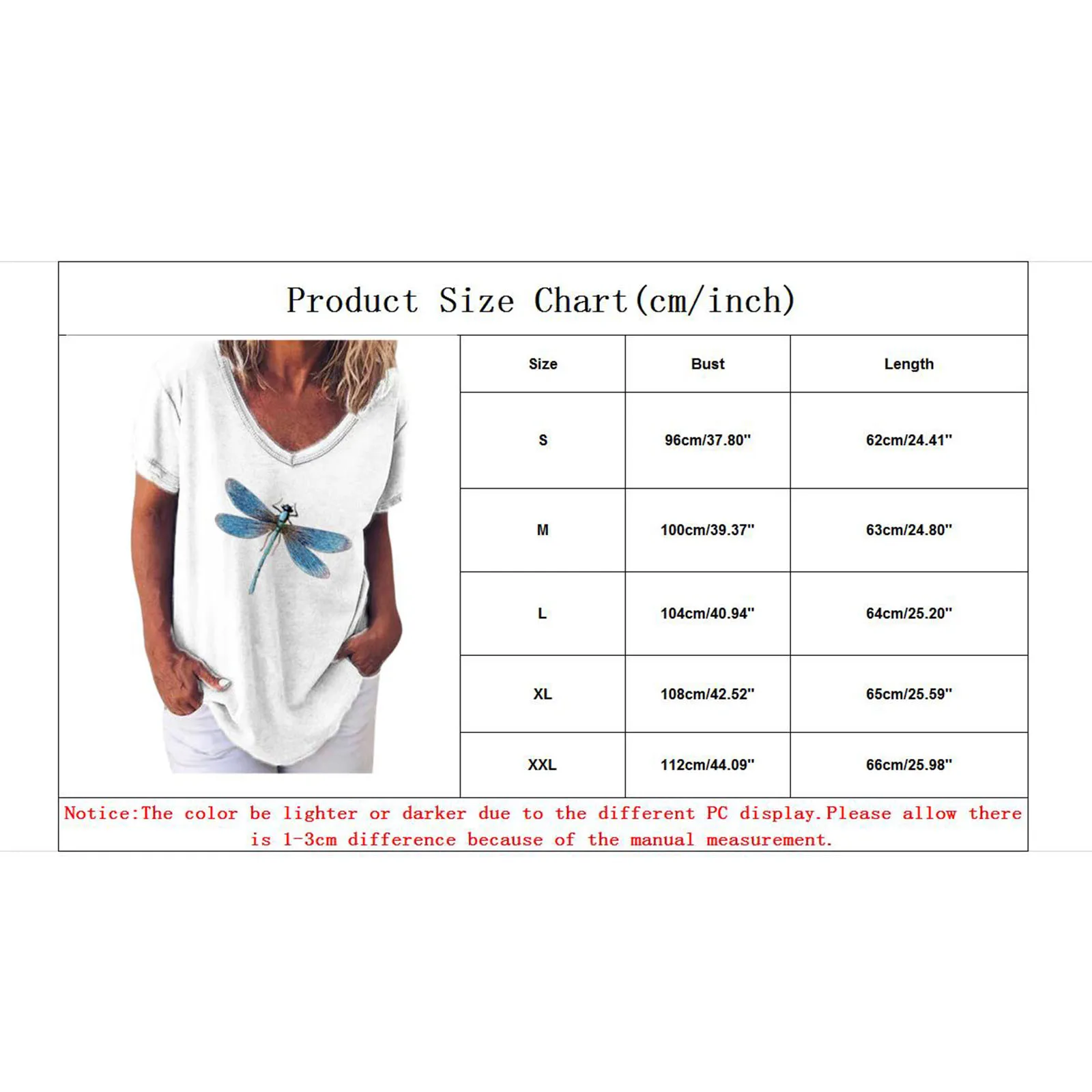 

Women Short Sleeve Dragonfly Printed V-Neck T-Shirt Harajuku Streetwear Summer Loose Graphic Tees Tops Vetement Femme 2021 A40