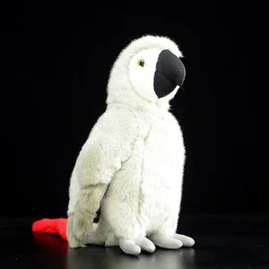 12" Lifelike Handcrafted African Grey Parrot Plush Toys Kawaii Macaw Plush Dolls Simulation Animal Stuffed Toys Gifts for Kids