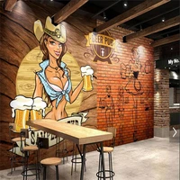 european and american style cartoon beer theme industrial decor wall paper 3d wine tavern bar ktv background mural wallpaper 3d