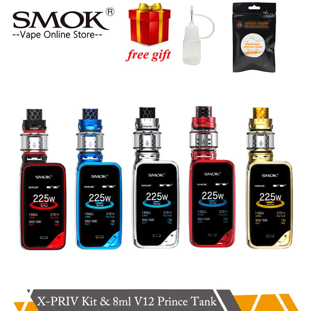 Оригинальный SMOK X priv комплект с 8 мл TFV12 Prince Tank 225 Вт испаритель Mod электронная