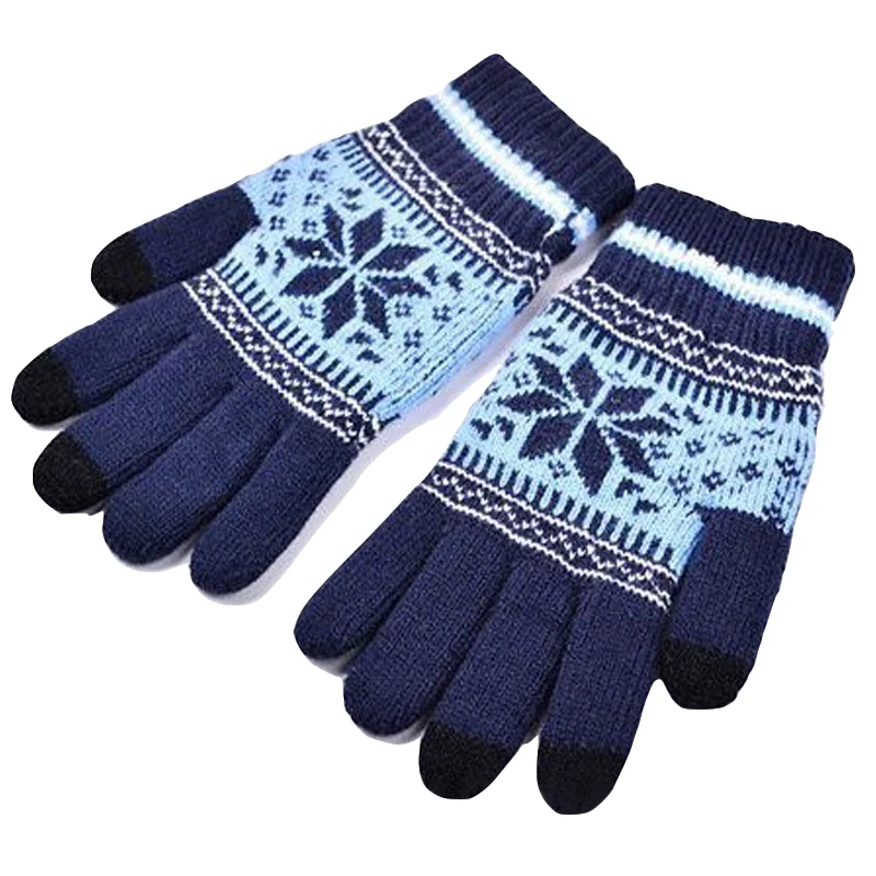 H Лидер продаж Модные Guantes для мужчин и женщин зимние теплые перчатки вязание снежинка шаблон полный палец перчатки и варежки Luvas - Цвет: Type 8