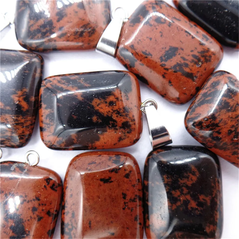 

50 шт. 20x16x6 мм оптовая продажа из натурального черного и коричневого красного дерева обсидиан продолговатый кулон бисер DIY ювелирные изделия ...