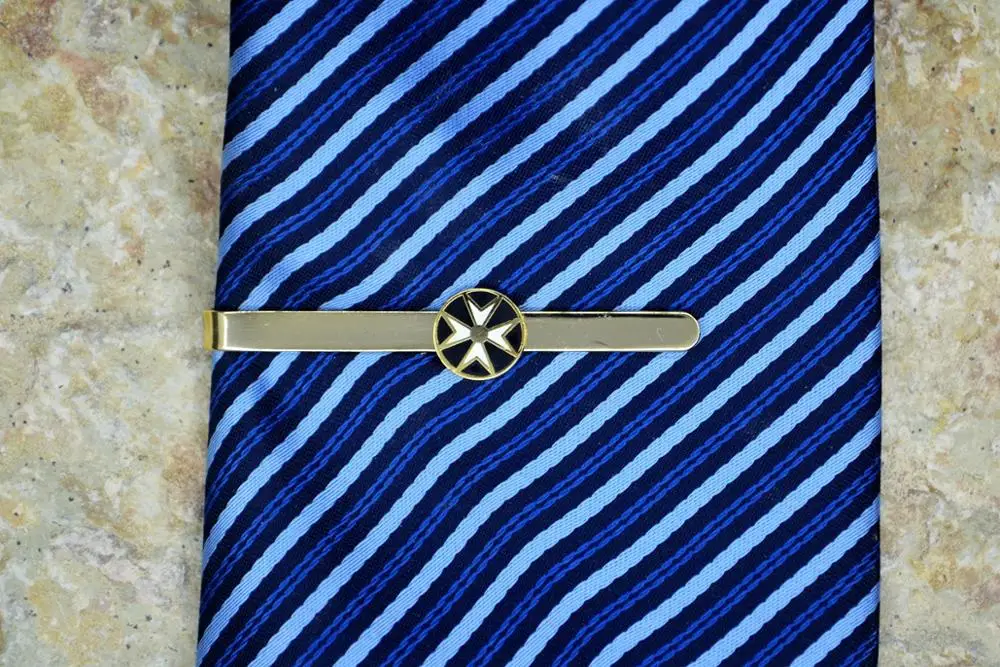 Simple Personality Masonic Knight Tie Clips White and Black Cross Pattern Metal Gold Freemason Badge Men Clothing Decor | Дом и сад