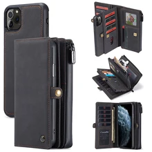17 Cards Zipper Wallet Case For iPhone 12 Mini 11 Pro Max SE 2020 10 X XR XS Max 7 8 Plus Retro Flip Leather Magnetic Phone Case