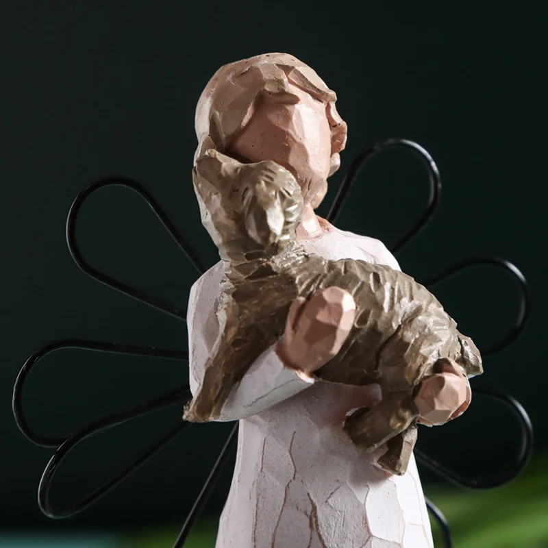 

Nordic Resin Hug Dog Flower People Statue Character Sculptures for Decoration Figures Funiture Family Ornaments Crafts As Gift
