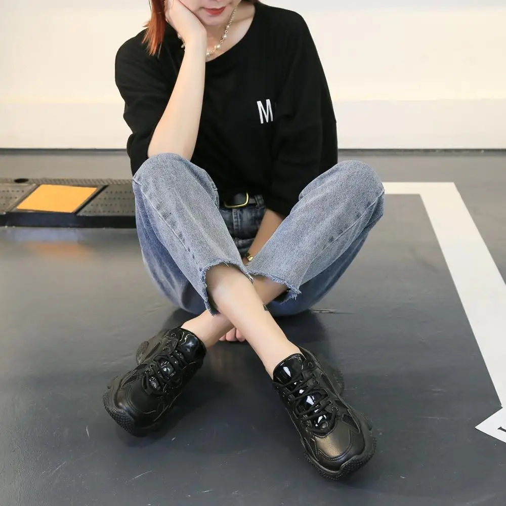 

2020 spring and summer new all-match breathable casual sports shoes fashion increase thick bottom old shoes female X413