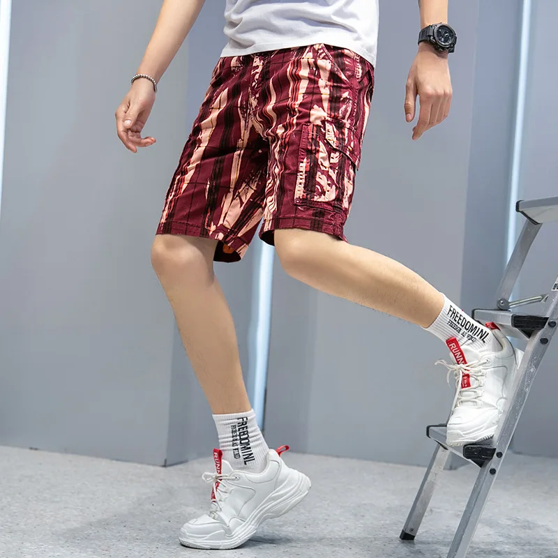 

Summer Multi Pocket fashion brand tooling shorts men's loose casual pants straight 5-point sports beach pants