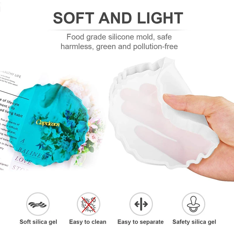 Bamala Resin Coaster Molds Silicone Agate Glossy for Making Geode Cups Mats | Украшения и аксессуары