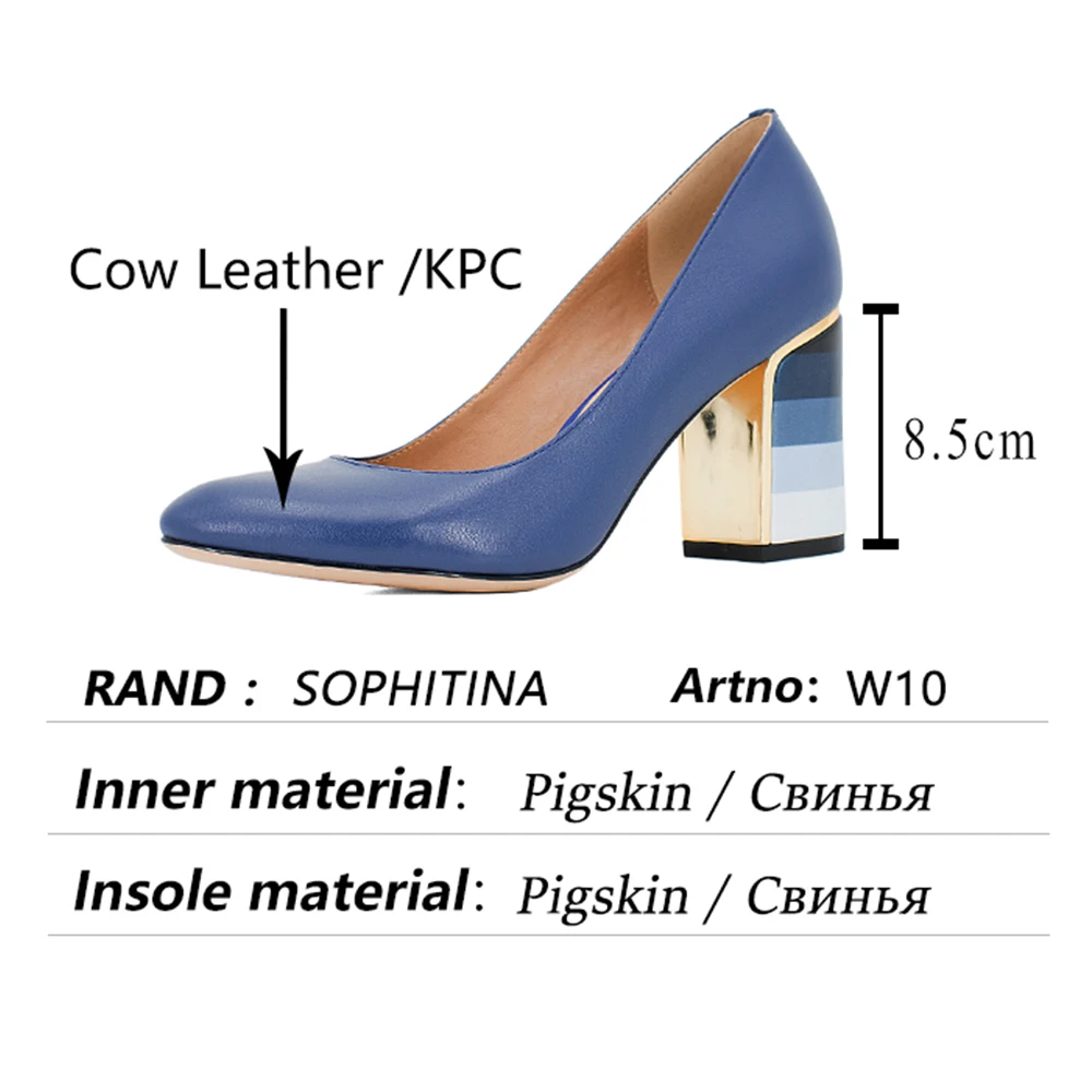 

SOPHITINA Pumps Fashion Colorful Square Heels High Quality Sheepskin Round Toe Pumps Mature Hot Sale Elegant Women's Shoes W10