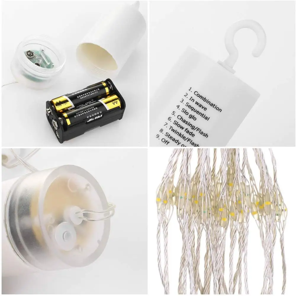 Фейерверки огни 90 СВЕТОДИОДНЫЙ Крытый гирлянды Батарея питание Рождество