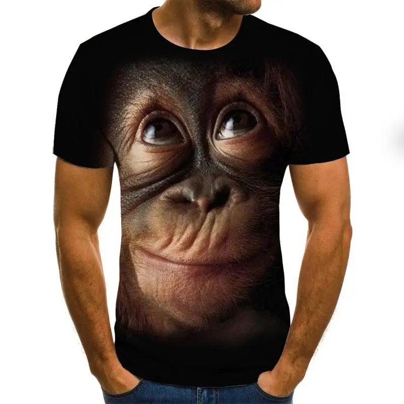 

3D Orangutan Pattern T-shirt Short Sleeve Men Summer Fashion Top Animal Print Thirts Men Clothing